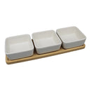 Tapas 4-er Set, aus Bambus/Keramik natur/weiß (B/H/T) 28x5x10cm