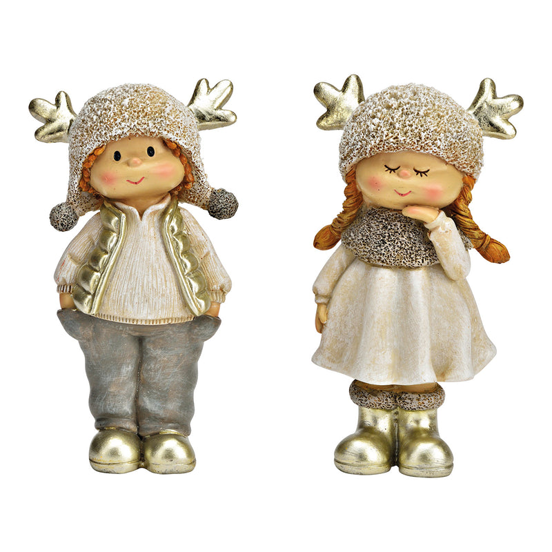 Winter Kind aus Poly gold 2-fach, (B/H/T) 7x14x4cm