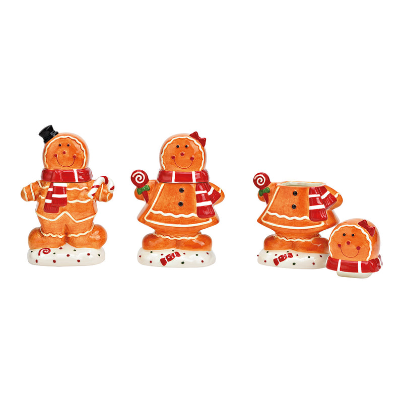 Dose Lebkuchen Figur aus Keramik bunt 2-fach, (B/H/T) 14x21x9cm