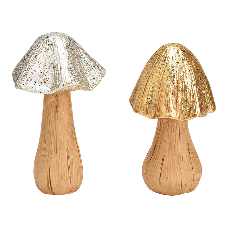 Pilz aus Keramik gold 2-fach, (B/H/T) 11x22x11cm