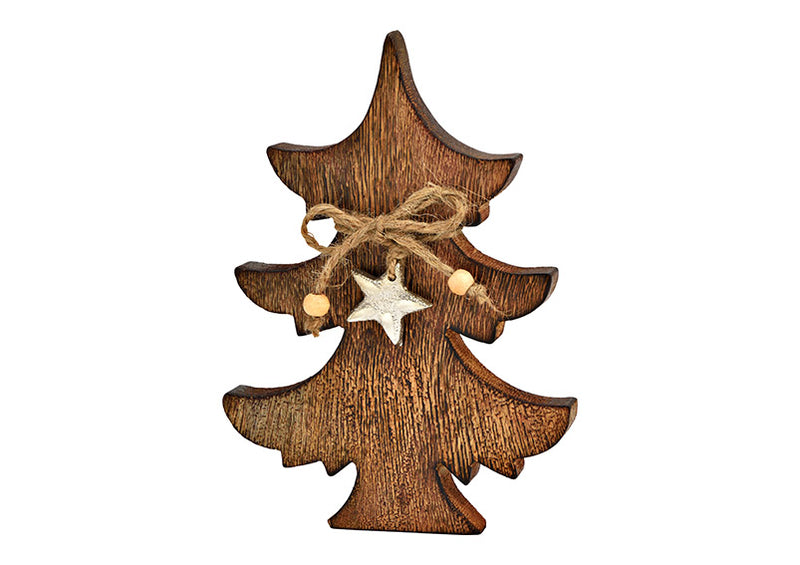 Tannenbaum aus Mangoholz braun (B/H/T) 14x20x2cm