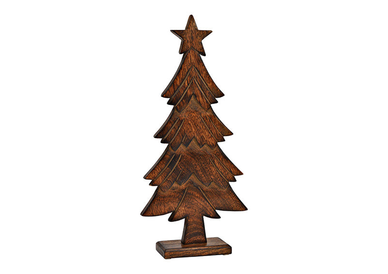 Aufsteller Tannenbaum aus Mangoholz braun (B/H/T) 20x42x5cm