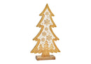 Aufsteller Tannenbaum, Schneeflocke Dekor aus Mangoholz natur, weiß (B/H/T) 23x42x6cm