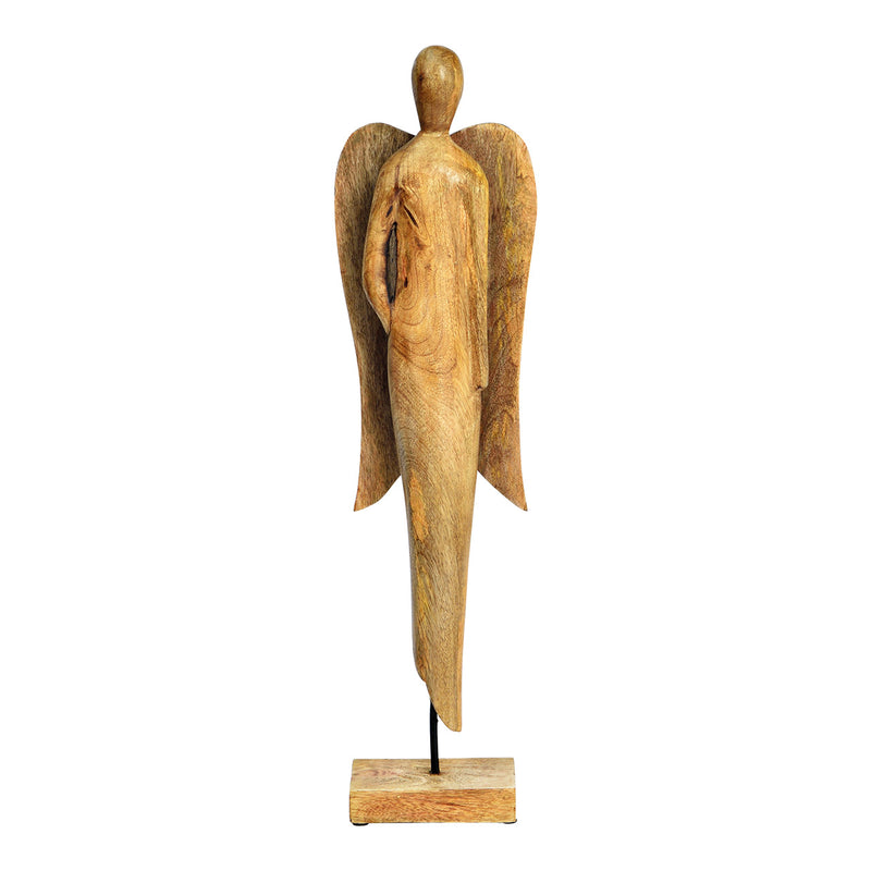 Aufsteller Engel aus Mangoholz natur (B/H/T) 16x59x10cm