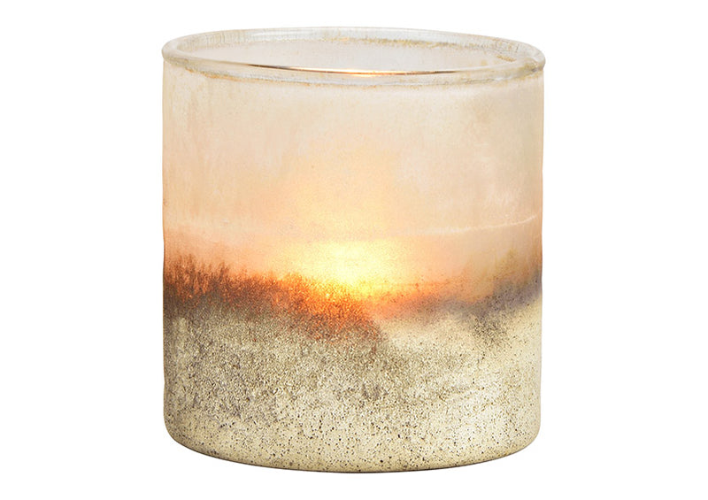 Windlicht aus Glas champagner (B/H/T) 9x9x9cm