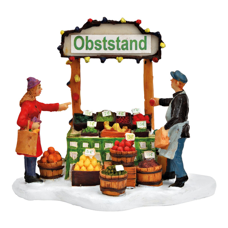 Miniaturfigur Obststand aus Poly bunt (B/H/T) 11x9x8cm