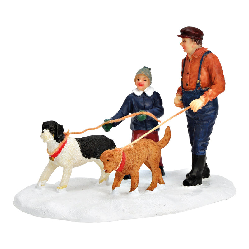 Miniaturfigur Spaziergänger mit Hunde aus Poly bunt (B/H/T) 10x7x6cm