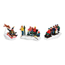 Miniaturfigur Schlitten, Ski-Fahrer aus Poly bunt 3-fach, (B/H/T) 9x6x3cm 10x5x6cm 6x6x4cm