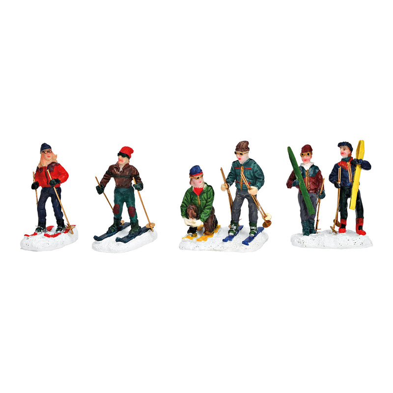 Miniaturfigur Skifahrer aus Poly bunt 4-fach, (B/H/T) 5x6x4cm 4x6x3cm