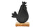 Huhn auf Mangoholz Sockel aus Metall schwarz (B/H/T) 15x22x7cm