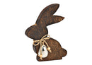 Hase mit Metall Ei aus Mangoholz braun (B/H/T) 14x20x2cm