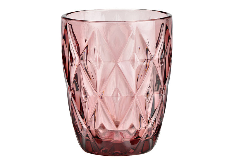 Trinkglas aus Glas pink/rosa (B/H/T) 8x10x8cm