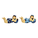 Frau im Badeanzug liegend aus Poly blau 2-fach, (B/H/T) 11x5x4cm