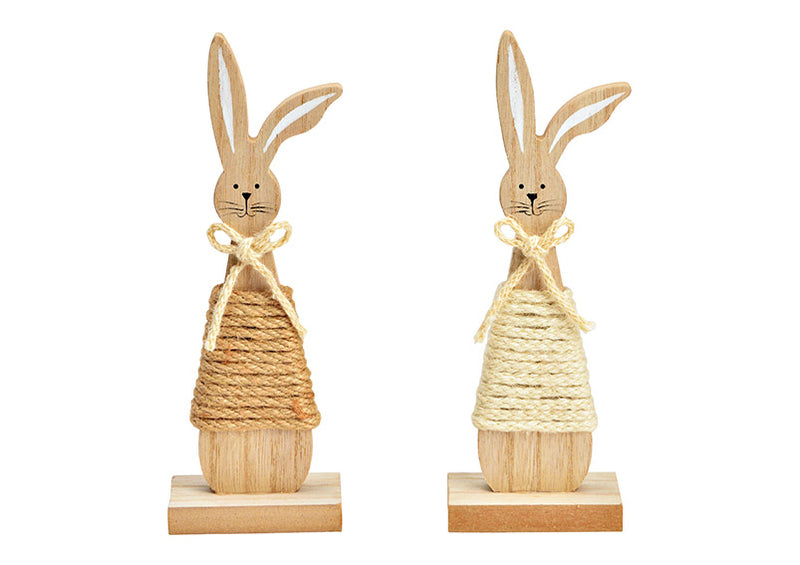 Aufsteller Hase aus Holz natur, weiß 2-fach, (B/H/T) 7x21x5cm