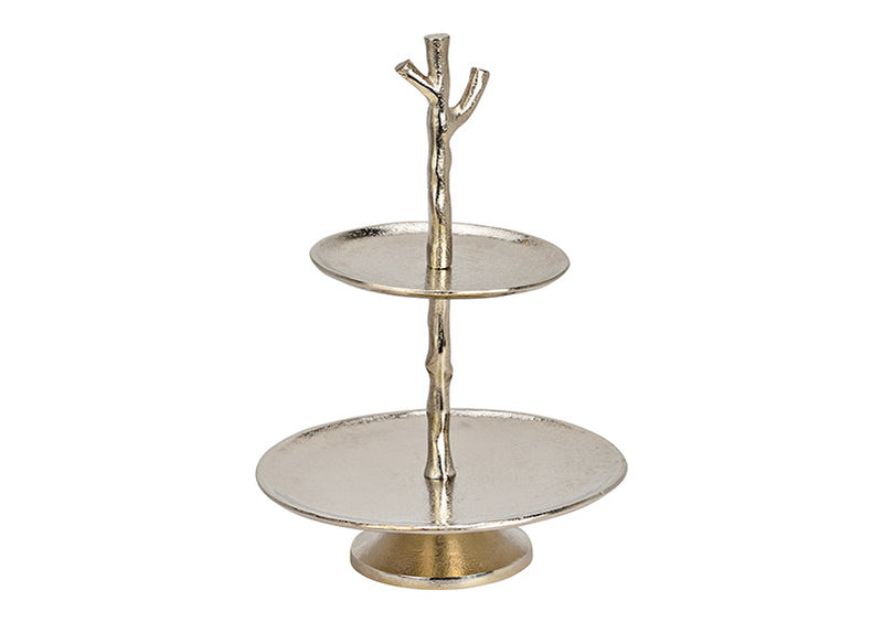 Etagere mit 2 Ebenen aus Metall silber (H) 38cm Ø18cm/27cm