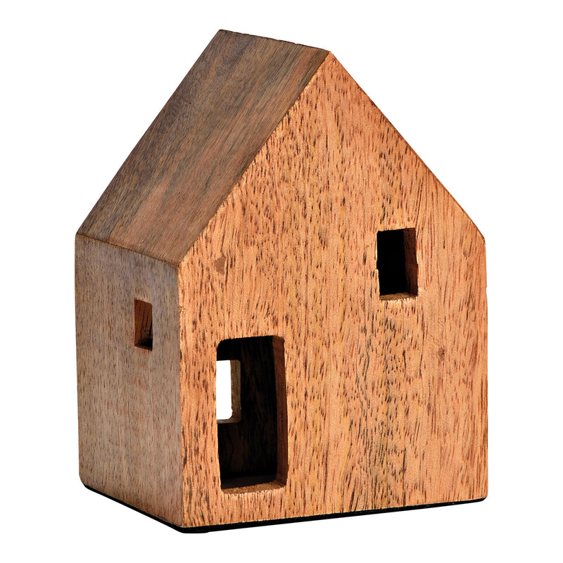 Haus aus Mangoholz braun (B/H/T) 9x12x8cm