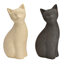 Katze aus Keramik beige, schwarz 2-fach, (B/H/T) 15x30x12cm