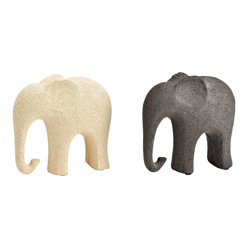 Elefant aus Keramik beige, schwarz 2-fach, (B/H/T) 16x14x7cm