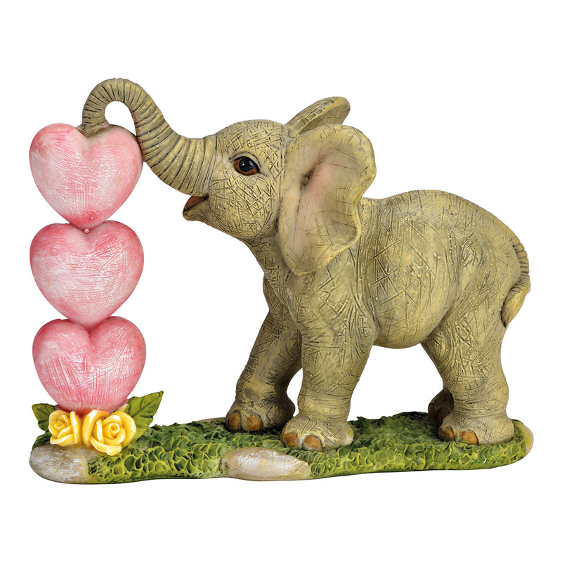 Elefant mit Herz aus Poly grau (B/H/T) 14x11x7cm