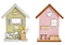 Aufsteller Haus aus Holz pink/rosa 2-fach, (B/H/T) 14x19x5cm