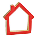 Aufsteller Haus aus Mangoholz rot (B/H/T) 14x15x2cm