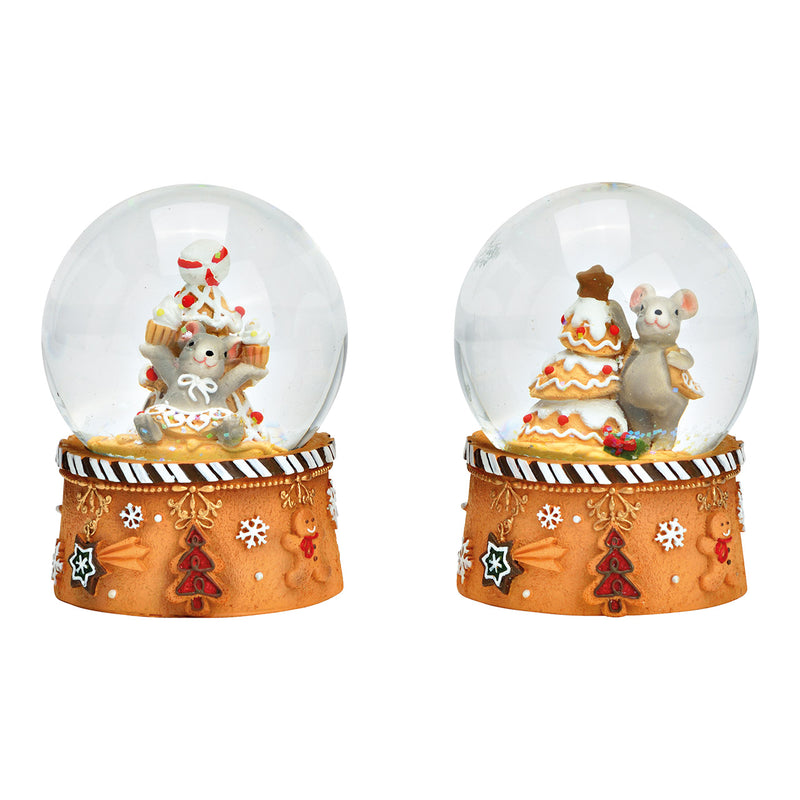 Schneekugel Weihnachtsmaus aus Poly, Glas bunt 2-fach, (B/H/T) 7x9x7cm