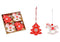 Weihnachtshänger Set Baum, Schaukelpferd 12-er Set, aus Holz rot, weiß (B/H) 6x6cm
