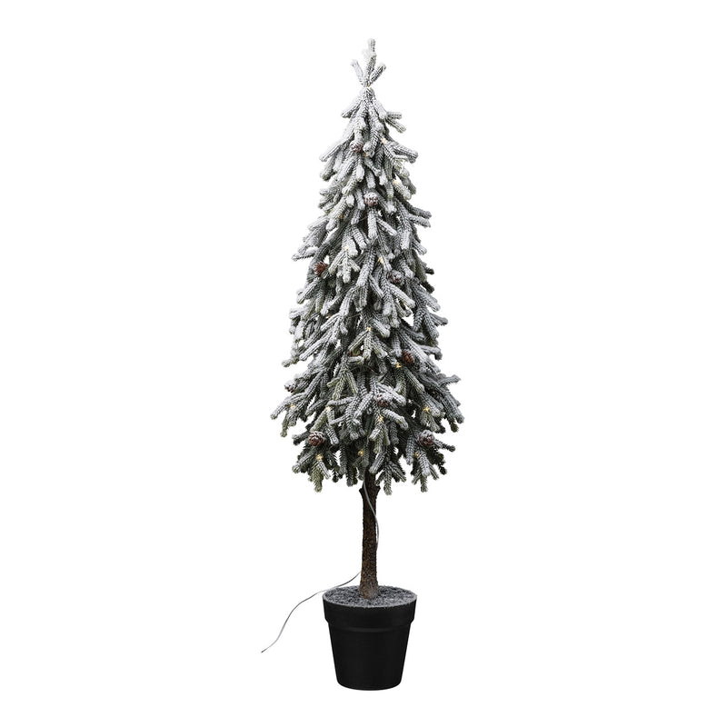 Tannenbaum mit Zapfen, 34 LED, KDP, Schnee mit USB Stecker aus Kunststoff grün (H) 93cm