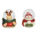 Schneekugel Elch, Schneemann Weihnachtsmotiv aus Poly/Glas bunt 2-fach, (B/H/T) 5x6x5cm