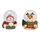 Schneekugel Elch, Schneemann Weihnachtsmotiv aus Poly/Glas bunt 2-fach, (B/H/T) 7x9x8cm