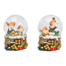 Schneekugel Vogel, Weihnachtsmotiv aus Poly/Glas bunt 2-fach, (B/H/T) 6x9x7cm