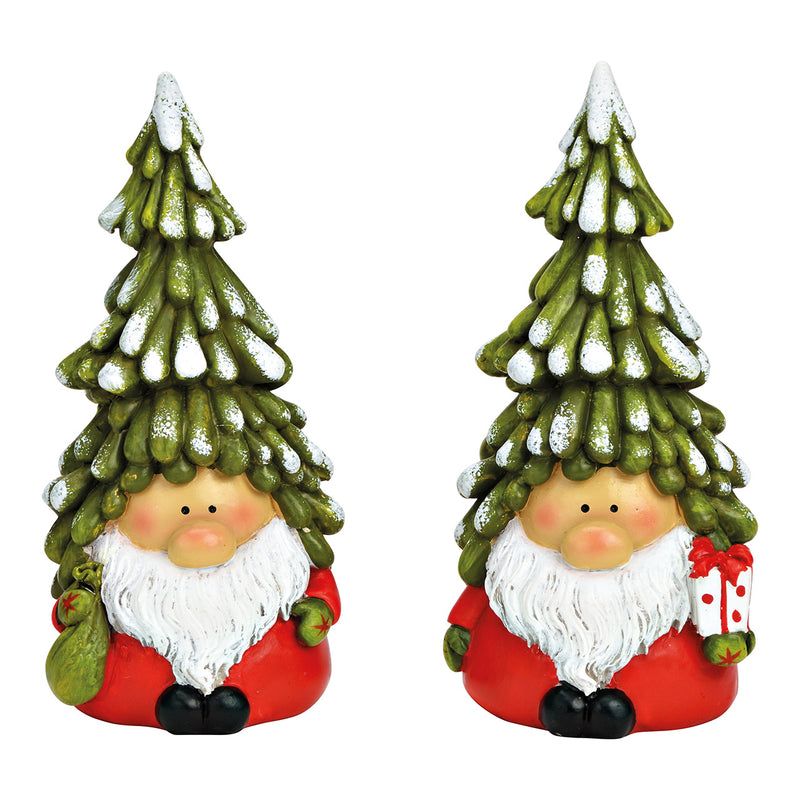 Wichtel mit Tannenbaum Hut aus Poly bunt 2-fach, (B/H/T) 6x14x6cm