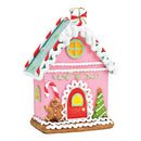 Lebkuchenhaus mit LED, exklusive 2xAAA aus Poly pink/rosa (B/H/T) 11x16x6cm