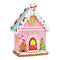 Lebkuchenhaus mit LED, exklusive 2xAAA aus Poly pink/rosa (B/H/T) 11x16x6cm