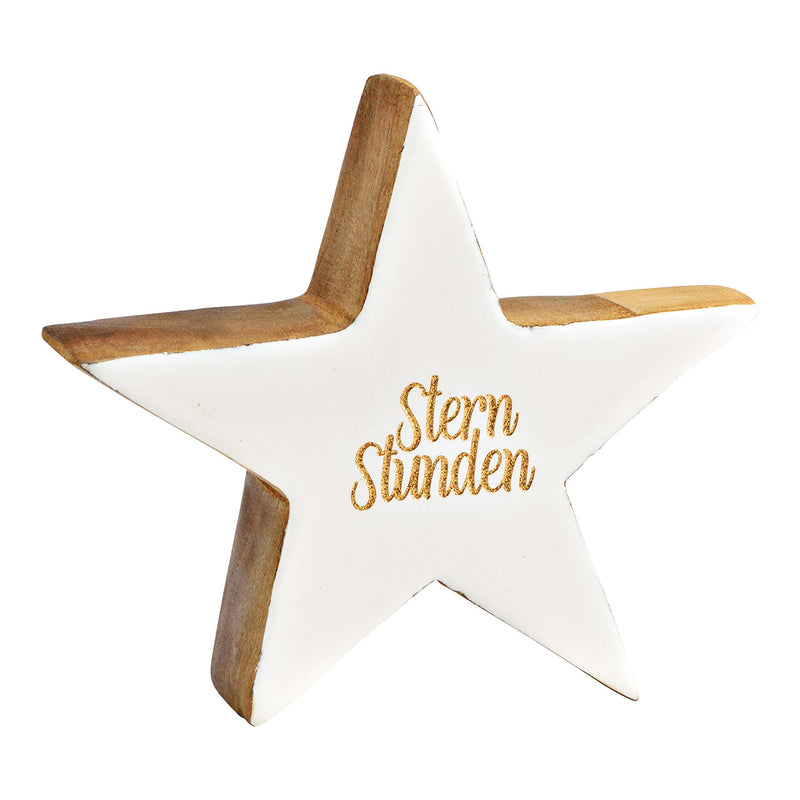 Stern, Sternstunden aus Mangoholz weiß (B/H/T) 15x14x5cm