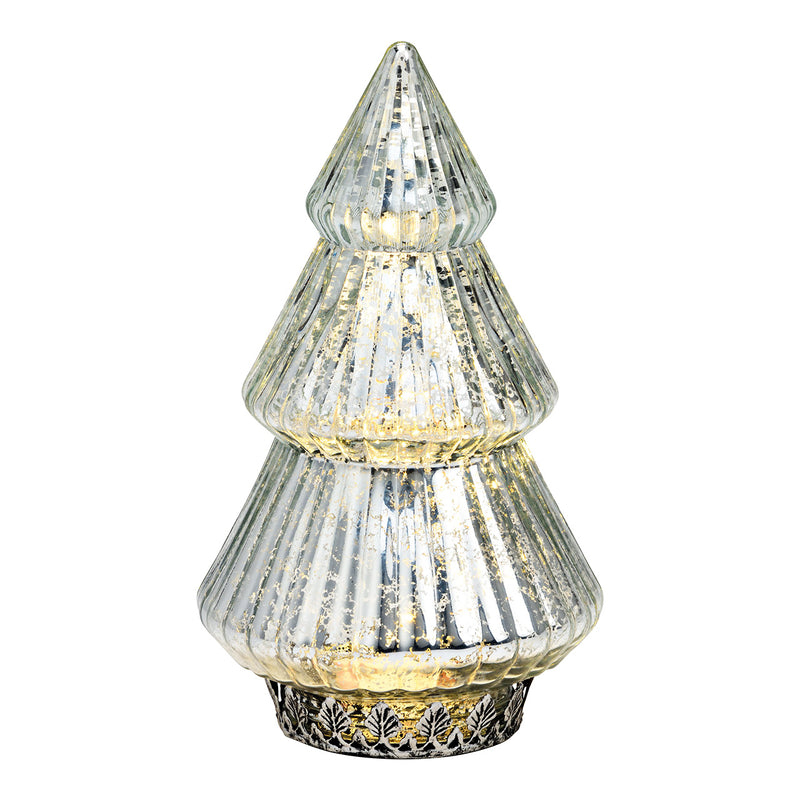 Tannenbaum mit LED, Batteriebetrieb 2xAAA nicht enthalten aus Glas silber (B/H/T) 12x22x12cm