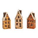 Haus, Stadthaus aus Steingut natur 3-fach, (B/H/T) 4x10x3cm