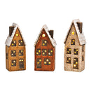 Lichthaus, Stadthaus exklusive 2xLR44 aus Steingut natur 3-fach, (B/H/T) 7x19x6cm