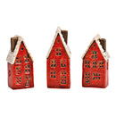 Haus, Stadthaus aus Steingut rot 3-fach, (B/H/T) 4x10x3cm