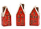 Haus, Stadthaus aus Steingut rot 3-fach, (B/H/T) 4x10x3cm