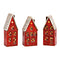 Lichthaus, Stadthaus exklusive 2xLR44 aus Steingut rot 3-fach, (B/H/T) 6x16x5cm