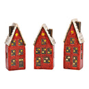 Lichthaus, Stadthaus exklusive 2xLR44 aus Steingut rot 3-fach, (B/H/T) 7x19x6cm