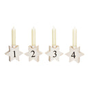 Adventsgesteck 4-er Set aus Holz, Weiß (B/H/T Stern) 11x9x4cm (B/H/T) 43x9x4cm