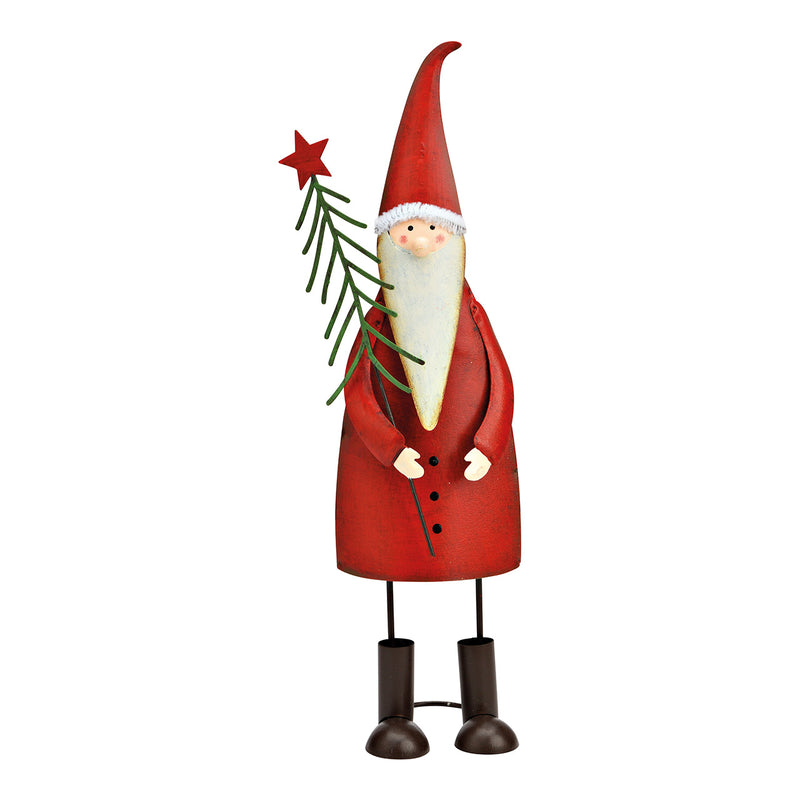 Nikolaus mit Tannenbaum aus Metall rot (B/H/T) 8x29x8cm