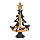 Adventskranz Tannenbaum aus Metall/Mangoholz, Schwarz (B/H/T) 22x38x22cm