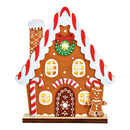 Aufsteller Lebkuchenhaus mit LED aus Filz, Braun (B/H/T) 14x17x4cm, Batteriebetrieb 2xAAA, nicht enthalten