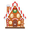 Aufsteller Lebkuchenhaus mit LED aus Filz, Braun (B/H/T) 14x17x4cm, Batteriebetrieb 2xAAA, nicht enthalten