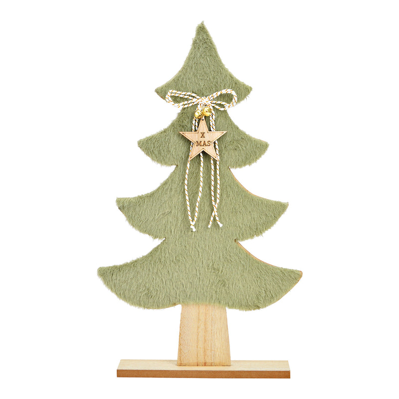 Aufsteller Tannenbaum Kunstfell Finish aus Holz, Polyester grün (B/H/T) 23x39x5cm