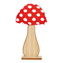 Aufsteller Pilz aus Holz natur, rot, weiß (B/H/T) 19x32x6cm