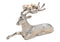 Adventsgesteck, Teelichthalter liegender Hirsch aus Metall, Silber (B/H/T) 45x27x18cm